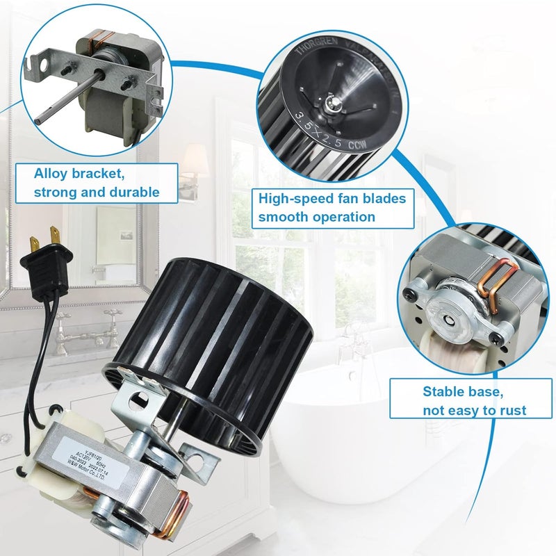 DEEKOOL Upgraded S97009796 Replacement Fan Blower Assembly for Bathroom Bulb Heaters Broan 162-E、G、J、K、L、M and 164-E、G、J、K、L、M, Replaces Part Numbers 97009796, S97009758, S97009796B - Image 3
